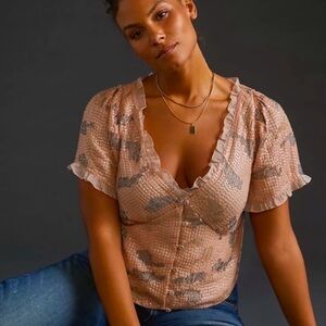 FOREVER THAT GIRL blush pink sequin ruffle top